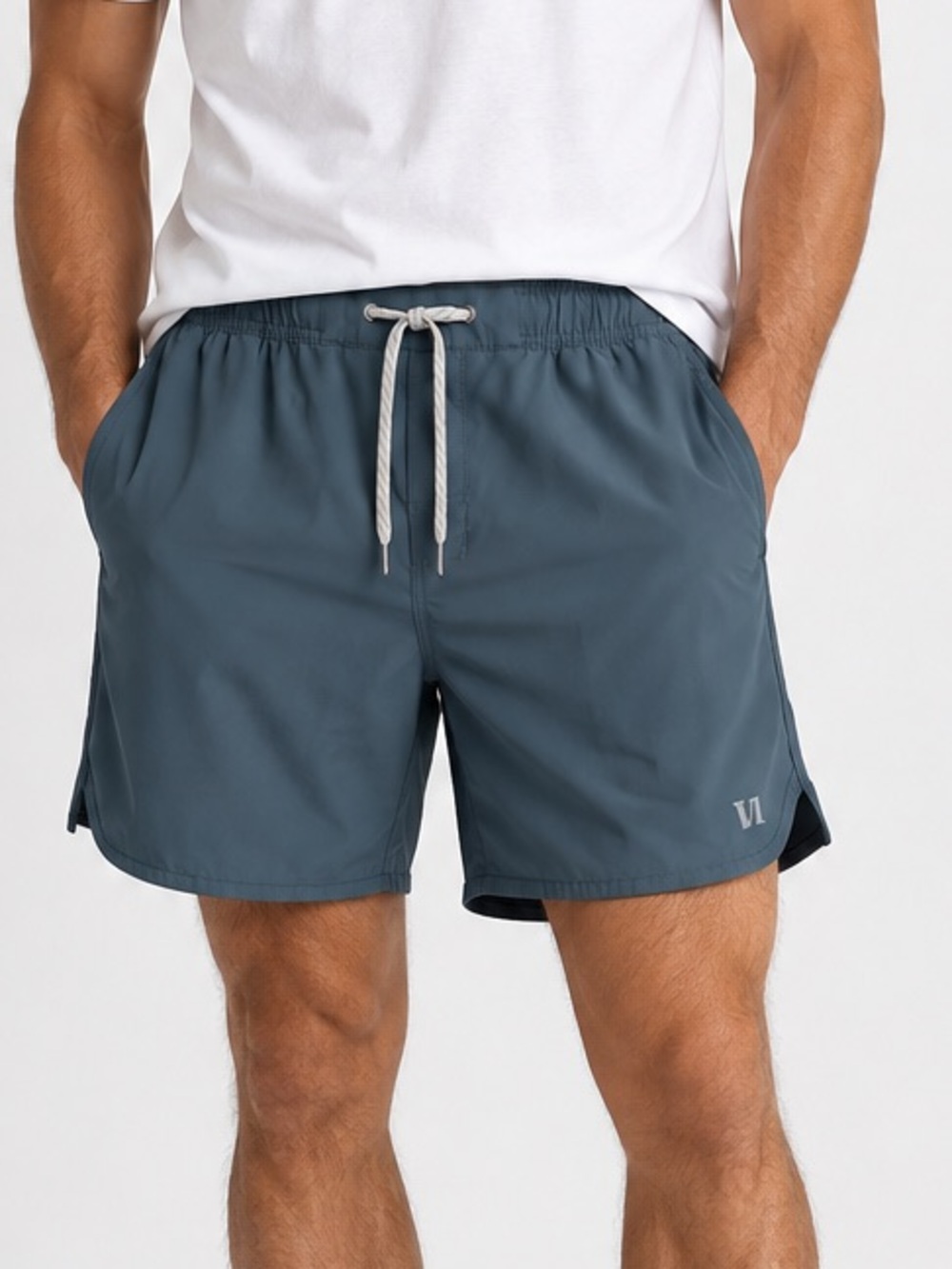 Vuori Trail Shorts Men's Large Blue Gray Lined Running Performance Shorts